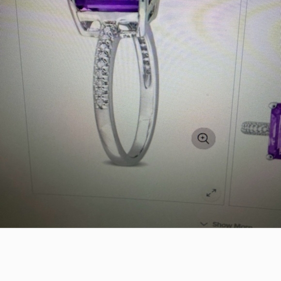 Sky Blue Topaz, Amythest and 1/10  ctw Diamond Gemstone Ring - Picture 2 of 4